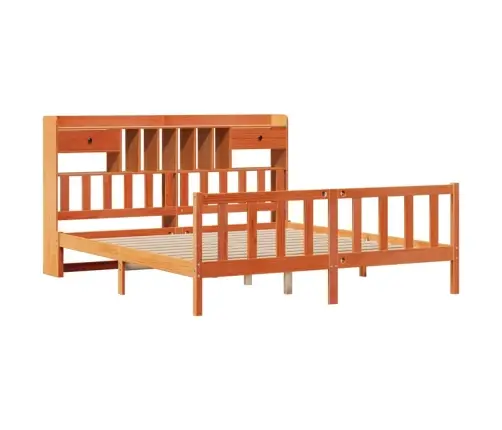 Gulta Ar Grāmatu Plauktu, Bez Matrača, 200X200 Cm, Priedes Koks Vidaxl