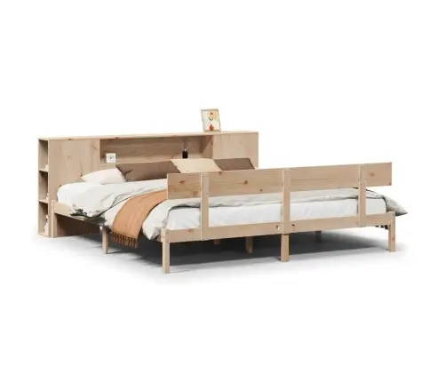 Lova Su Knygų Spinta Be Čiužinio, 180X200cm Pušies Masyvas