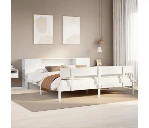 Gulta Ar Grāmatu Plauktu, Bez Matrača, 200X200 Cm, Priedes Koks Vidaxl