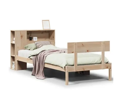 Lova Su Knygų Spinta Be Čiužinio, 90X200cm Pušies Masyvas