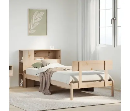 Lova Su Knygų Spinta Be Čiužinio, 90X200cm Pušies Masyvas