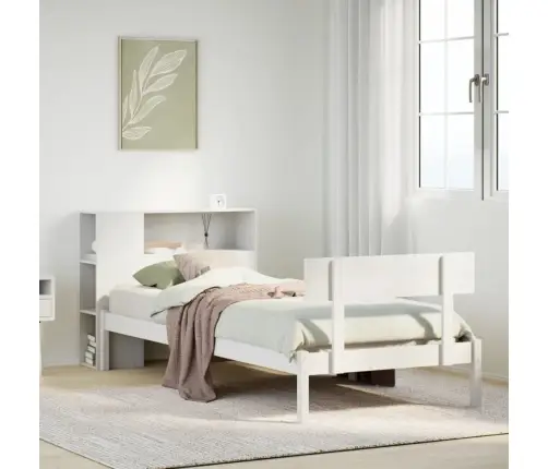 Gulta Ar Grāmatu Plauktu, Bez Matrača, 100X200 Cm, Priedes Koks Vidaxl