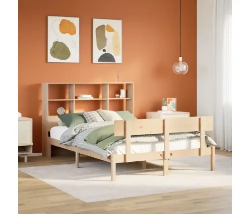 Gulta Ar Grāmatu Plauktu, Bez Matrača, 140X190 Cm, Priedes Koks Vidaxl