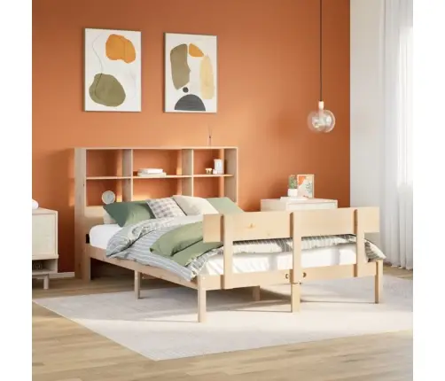 Lova Su Knygų Spinta Be Čiužinio, 140X200cm Pušies Masyvas