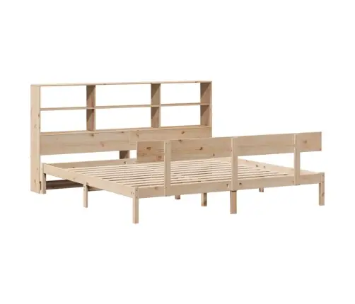 Gulta Ar Grāmatu Plauktu, Bez Matrača, 180X200 Cm, Priedes Koks Vidaxl