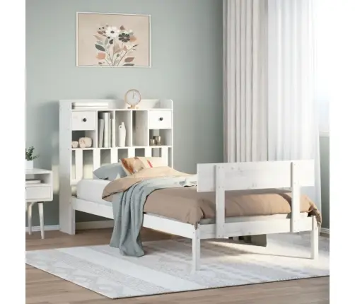 Gulta Ar Grāmatu Plauktu, Bez Matrača, 75X190 Cm, Priedes Koks Vidaxl