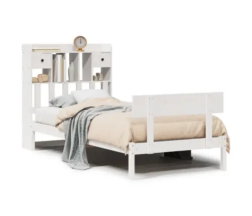 Lova Su Knygų Spinta Be Čiužinio, Balta, 90X190cm Pušis