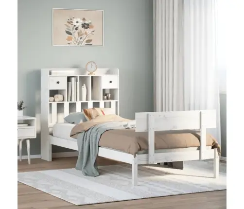 Lova Su Knygų Spinta Be Čiužinio, Balta, 90X190cm Pušis