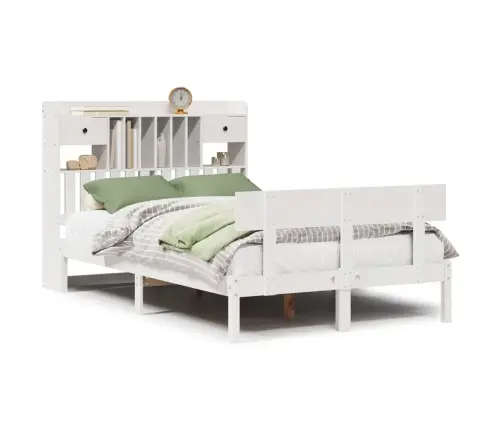 Riiuliga Voodiraam Ilma Madratsita, Valge, 135X190cm Männipuit