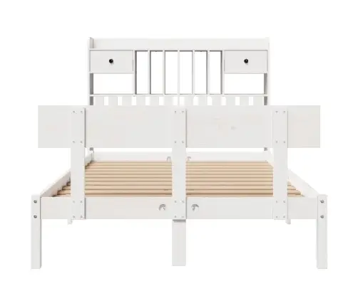 Riiuliga Voodiraam Ilma Madratsita, Valge, 135X190cm Männipuit