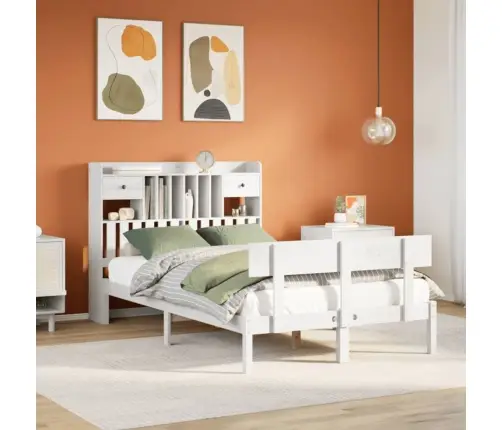 Riiuliga Voodiraam Ilma Madratsita, Valge, 135X190cm Männipuit