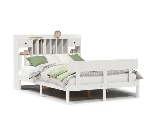 Gulta Ar Grāmatu Plauktu, Bez Matrača, 140X190 Cm, Priedes Koks Vidaxl