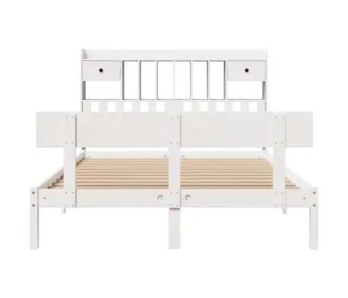 Gulta Ar Grāmatu Plauktu, Bez Matrača, 140X190 Cm, Priedes Koks Vidaxl