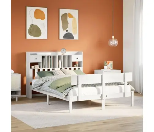 Gulta Ar Grāmatu Plauktu, Bez Matrača, 140X190 Cm, Priedes Koks Vidaxl