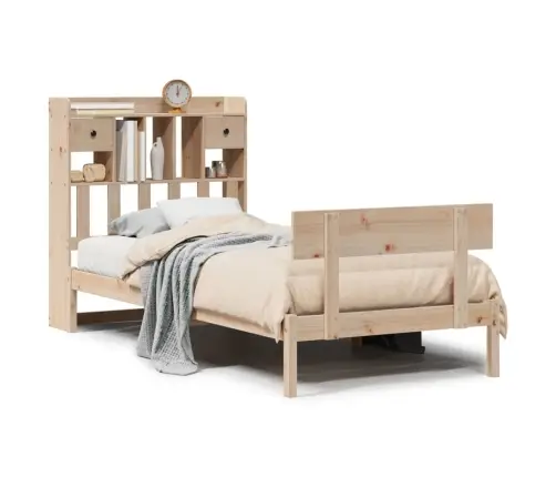 Gulta Ar Grāmatu Plauktu, Bez Matrača, 90X200 Cm, Priedes Koks Vidaxl