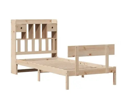 Gulta Ar Grāmatu Plauktu, Bez Matrača, 90X200 Cm, Priedes Koks Vidaxl