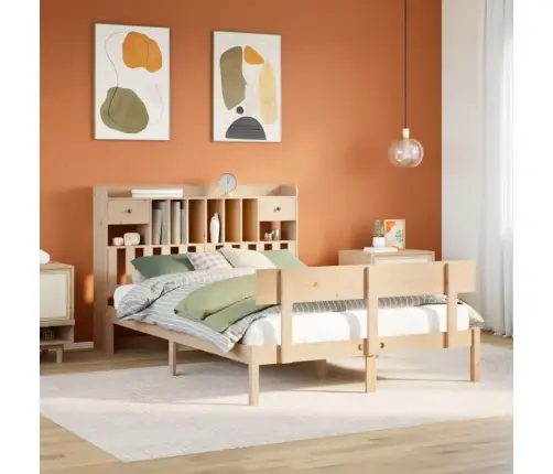 Lova Su Knygų Spinta Be Čiužinio, 150X200cm Pušies Masyvas