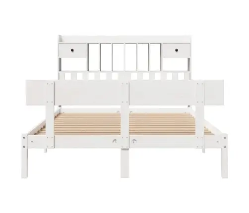 Riiuliga Voodiraam Ilma Madratsita, Valge, 150X200cm Männipuit