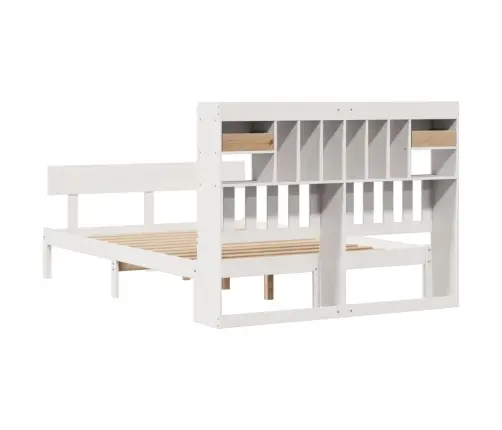 Riiuliga Voodiraam Ilma Madratsita, Valge, 150X200cm Männipuit