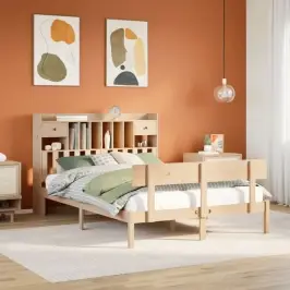Gulta Ar Grāmatu Plauktu, Bez Matrača, 160X200 Cm, Priedes Koks Vidaxl