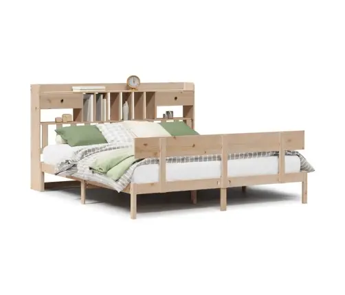 Gulta Ar Grāmatu Plauktu, Bez Matrača, 180X200 Cm, Priedes Koks Vidaxl