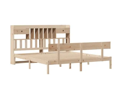 Gulta Ar Grāmatu Plauktu, Bez Matrača, 180X200 Cm, Priedes Koks Vidaxl