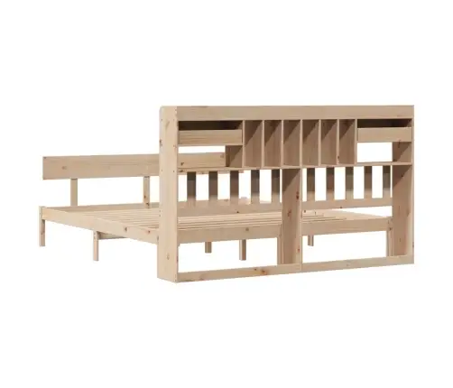 Gulta Ar Grāmatu Plauktu, Bez Matrača, 180X200 Cm, Priedes Koks Vidaxl