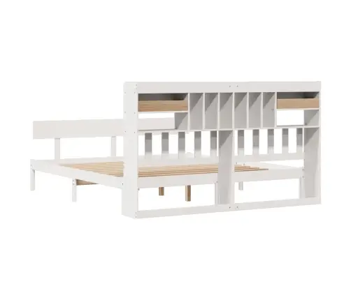 Gulta Ar Grāmatu Plauktu, Bez Matrača, 180X200 Cm, Priedes Koks Vidaxl