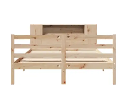 Gulta Ar Grāmatu Plauktu, Bez Matrača, 135X190 Cm, Priedes Koks Vidaxl