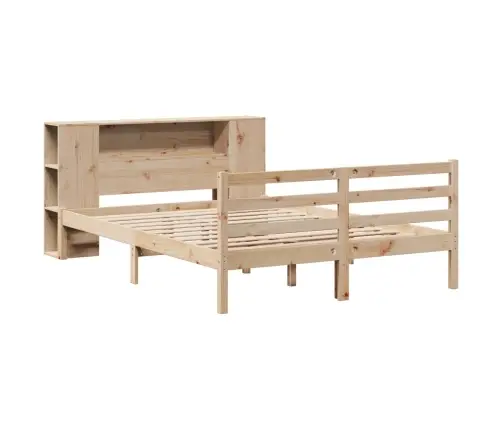 Gulta Ar Grāmatu Plauktu, Bez Matrača, 120X200 Cm, Priedes Koks Vidaxl