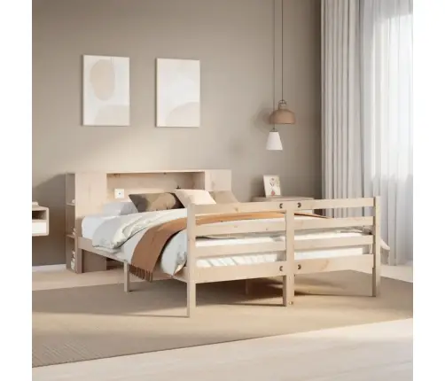 Gulta Ar Grāmatu Plauktu, Bez Matrača, 120X200 Cm, Priedes Koks Vidaxl