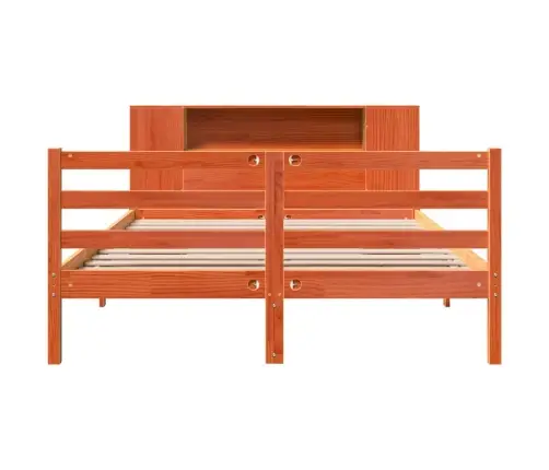 Riiuliga Voodi Ilma Madratsita, Vahapruun, 140X190cm Männipuit