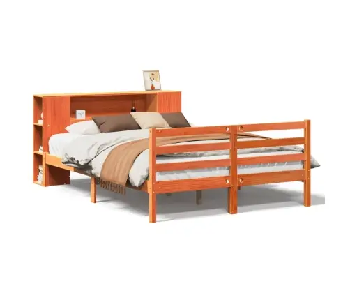 Gulta Ar Grāmatu Plauktu, Bez Matrača, 150X200 Cm, Priedes Koks Vidaxl