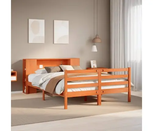 Gulta Ar Grāmatu Plauktu, Bez Matrača, 150X200 Cm, Priedes Koks Vidaxl