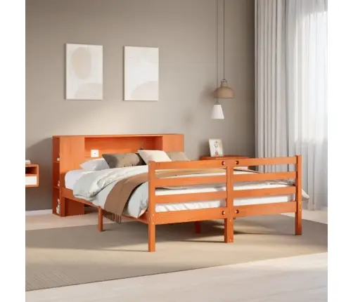 Lova Su Knygų Spinta Be Čiužinio, Ruda, 160X200cm Pušis