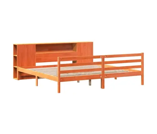 Gulta Ar Grāmatu Plauktu, Bez Matrača, 180X200 Cm, Priedes Koks Vidaxl