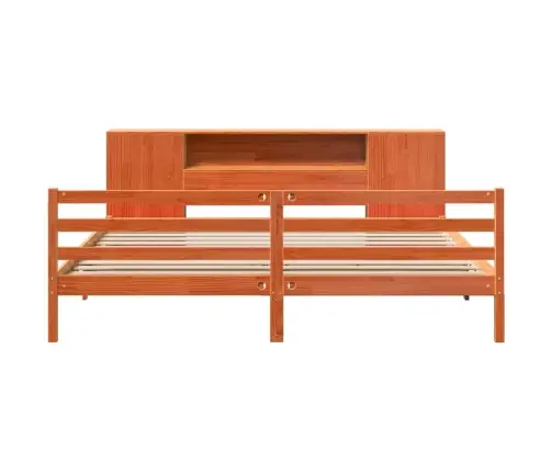 Gulta Ar Grāmatu Plauktu, Bez Matrača, 180X200 Cm, Priedes Koks Vidaxl