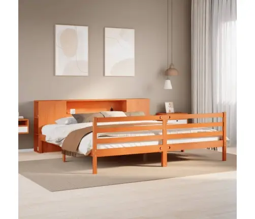 Gulta Ar Grāmatu Plauktu, Bez Matrača, 180X200 Cm, Priedes Koks Vidaxl