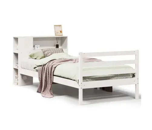 Gulta Ar Grāmatu Plauktu, Bez Matrača, 75X190 Cm, Priedes Koks Vidaxl