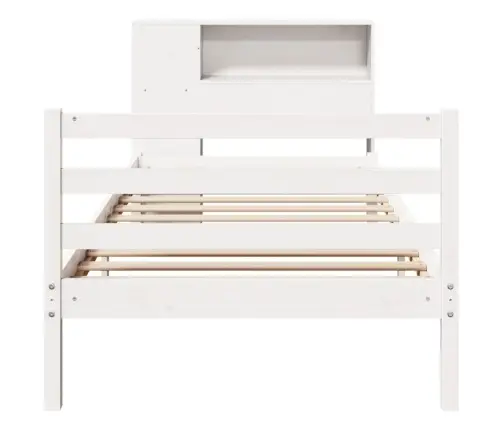 Lova Su Knygų Spinta Be Čiužinio, Balta, 90X200cm Pušis Lova Su Knygų Spinta Be Čiužinio, Balta, 90X200cm Pušis