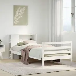 Lova Su Knygų Spinta Be Čiužinio, Balta, 90X200cm Pušis Lova Su Knygų Spinta Be Čiužinio, Balta, 90X200cm Pušis