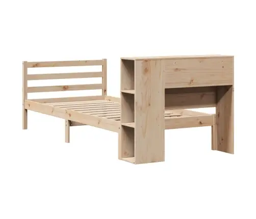 Gulta Ar Grāmatu Plauktu, Bez Matrača, 100X200 Cm, Priedes Koks Vidaxl