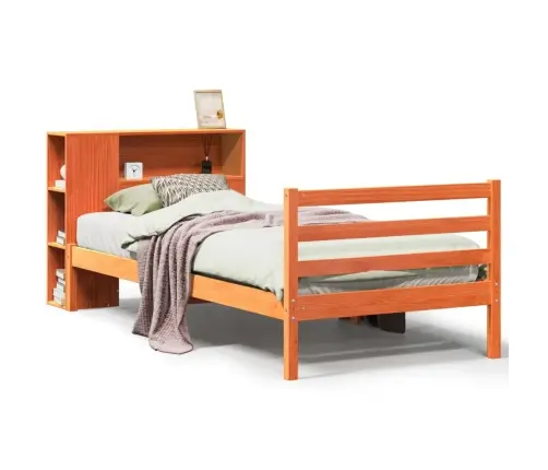 Lova Be Čiužinio/Su Knygų Lentyna, Vaško Ruda, 100X200cm Pušis