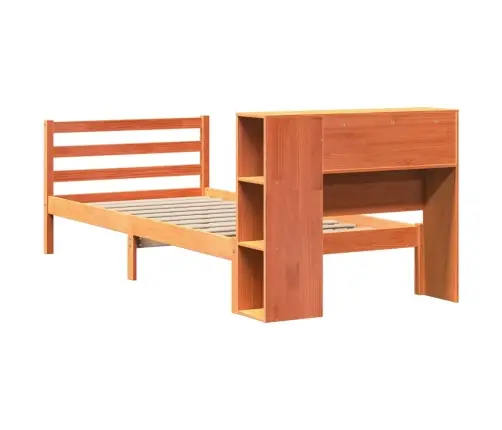 Lova Be Čiužinio/Su Knygų Lentyna, Vaško Ruda, 100X200cm Pušis