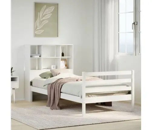 Gulta Ar Grāmatu Plauktu, Bez Matrača, 90X190 Cm, Priedes Koks Vidaxl