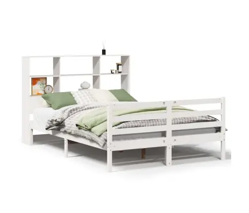 Gulta Ar Grāmatu Plauktu, Bez Matrača, 120X190 Cm, Priedes Koks Vidaxl