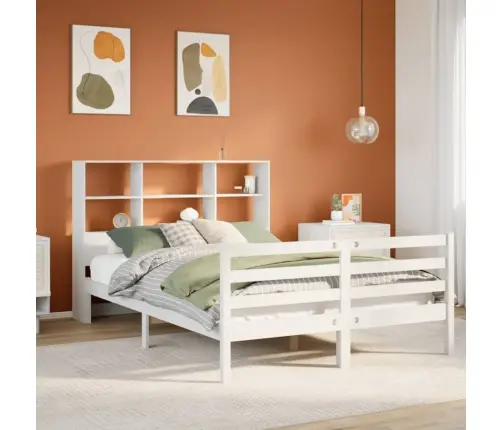 Riiuliga Voodiraam Ilma Madratsita, Valge, 120X200cm Männipuit