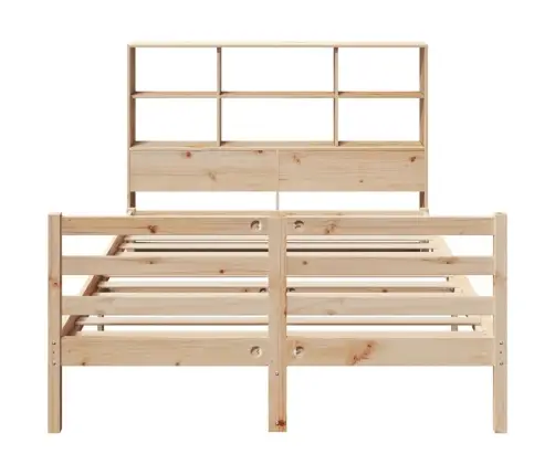 Gulta Ar Grāmatu Plauktu, Bez Matrača, 140X200 Cm, Priedes Koks Vidaxl