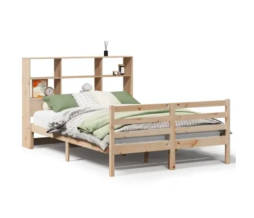 Lova Su Knygų Spinta Be Čiužinio, 150X200cm Pušies Masyvas