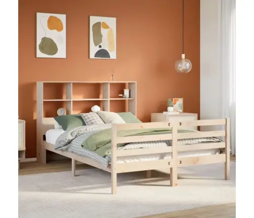 Lova Su Knygų Spinta Be Čiužinio, 160X200cm Pušies Masyvas